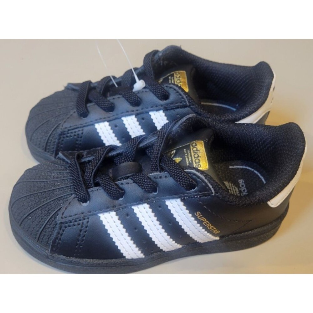 NEW Adidas Classic Leather Superstar EL Black Toddler Sneaker Shoes EF5396 Sz 5k